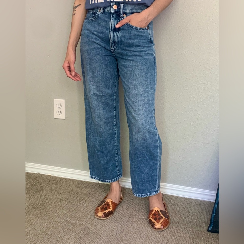 Express Cropped Wide Leg High Rise Jeans